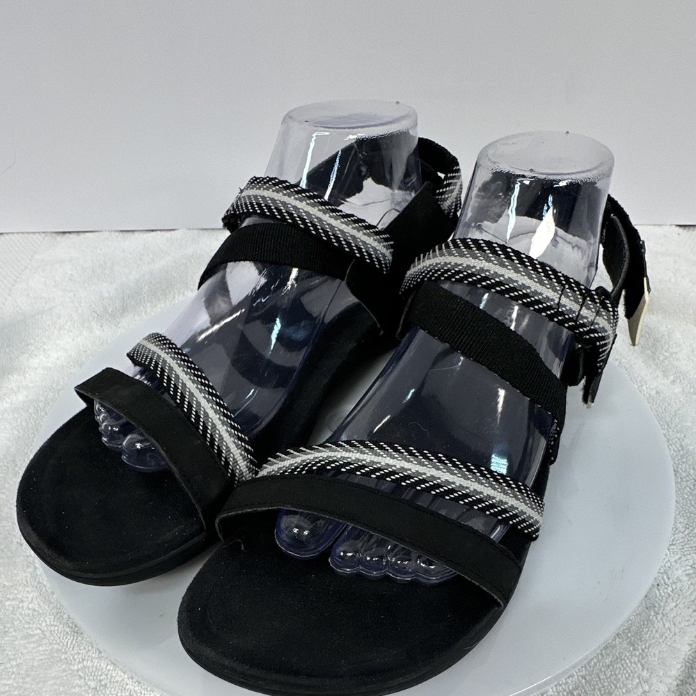 Merrell Women's Black Strappy Sandals Hook & Loop Adjustable Strap Synthetic